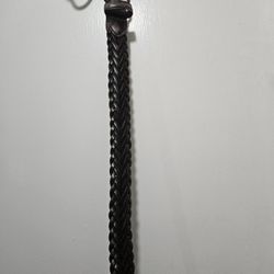 Mens Size L Braided Black Leather Adjustable Belt