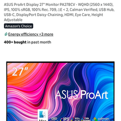 New Asus 27inch ProArt Monitor