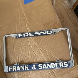 Vintage Fresno License Plate Frame Frank J Sanders Dealer Classic Car”