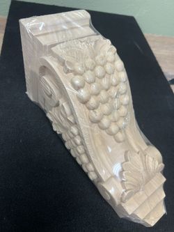 Unfinished Wooden Corbel - Grape Carvings