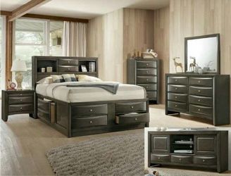 EMILY GREY STORAGE 5PC BEDROOM SET