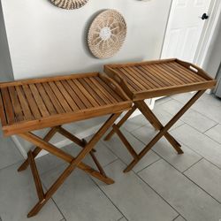 2 Works Market Trays Wood Butler/ Serving Food / Drinks / Decor $70 EACH!