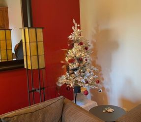 Artificial Christmas tree with decorations