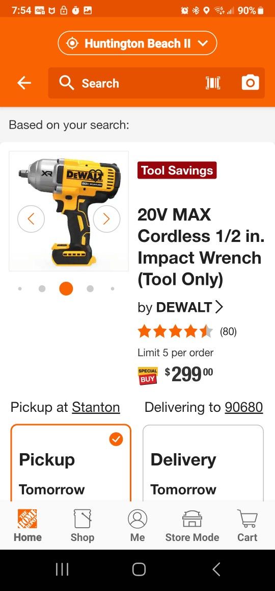 20 V Dewalt XR 1/2 Impact