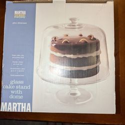 Vintage Martha Stewart Glass Cake Stand w/Dome