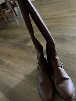 Brown Leather Knee-High Riding Boots