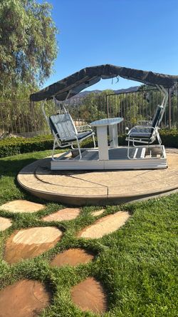 Dual gliding swing with table and canopy
