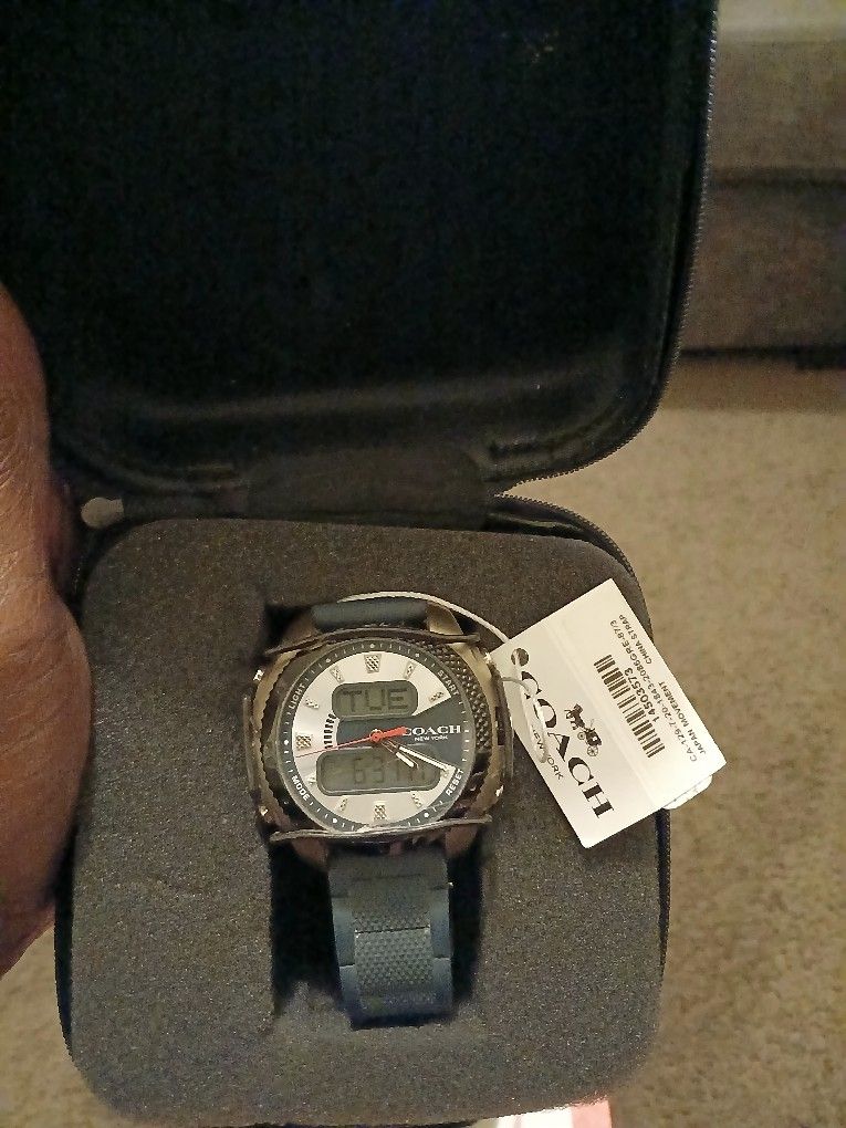 Brand New Coach Movado This Is For Men Blue Band Watch For The 7mm Sports Watch And It Works Great New Battery