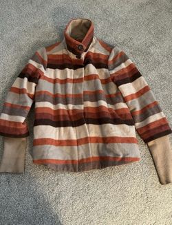 prAna Womens Striped Fully-Lined Coat With Zip Front & 2 Pockets - Sz M