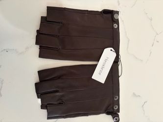 Harssidanzar Brown Leather Fingerless Gloves size Large
