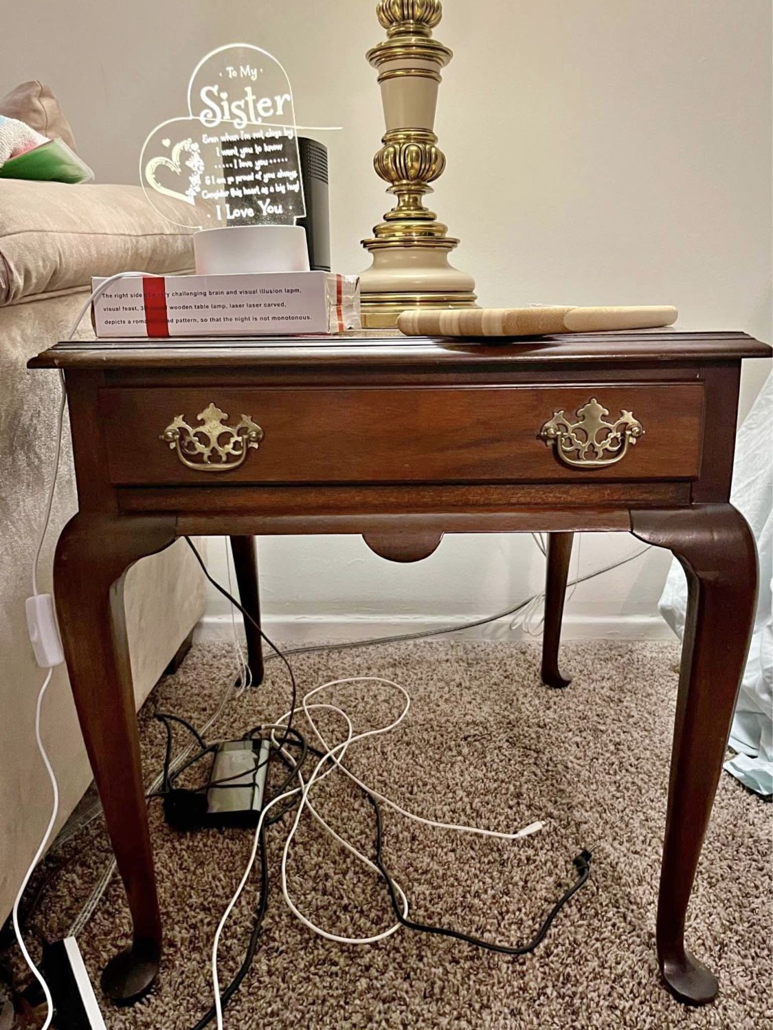 Pair of Queen Anne Cherry Wood End Tables