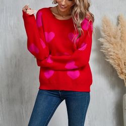 Size M/L Heart Print Sweater 