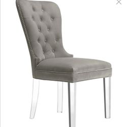4 Z Gallerie Suede Dining Chairs With Acrylic Legs