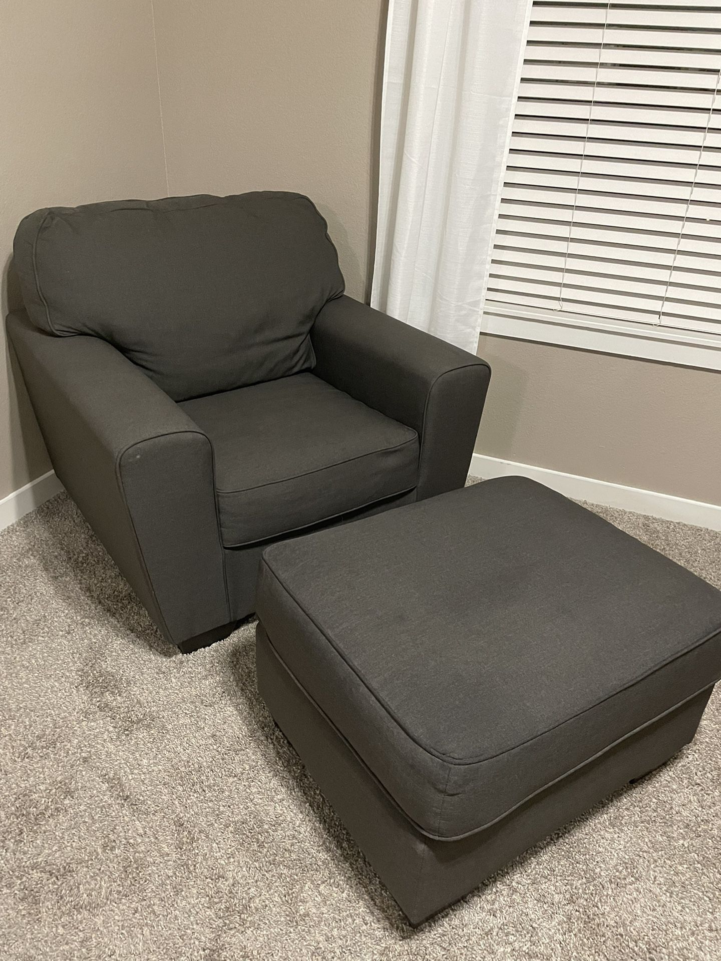 Graphite Living Room Chair With Ottoman 
