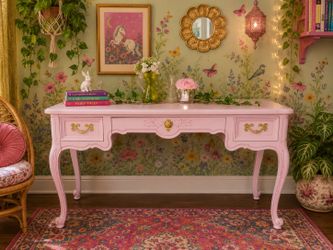 Lovely Vintage Light Pink French Provincial Desk