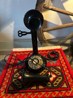 TELEFONO ANTIGUO DE TORRE DE BRONCE Y BAKELITA