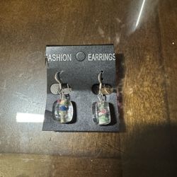 Fashion Clear Multicolor Resin Dangle Drop Earrings Floral Design