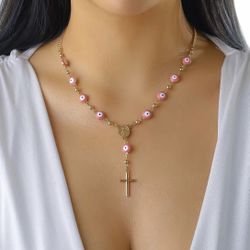 Elegant Y-Shaped Cross Pendant Necklace 