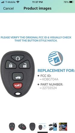 Keyless Remote Car Key Fob for 4 KOBGT04A