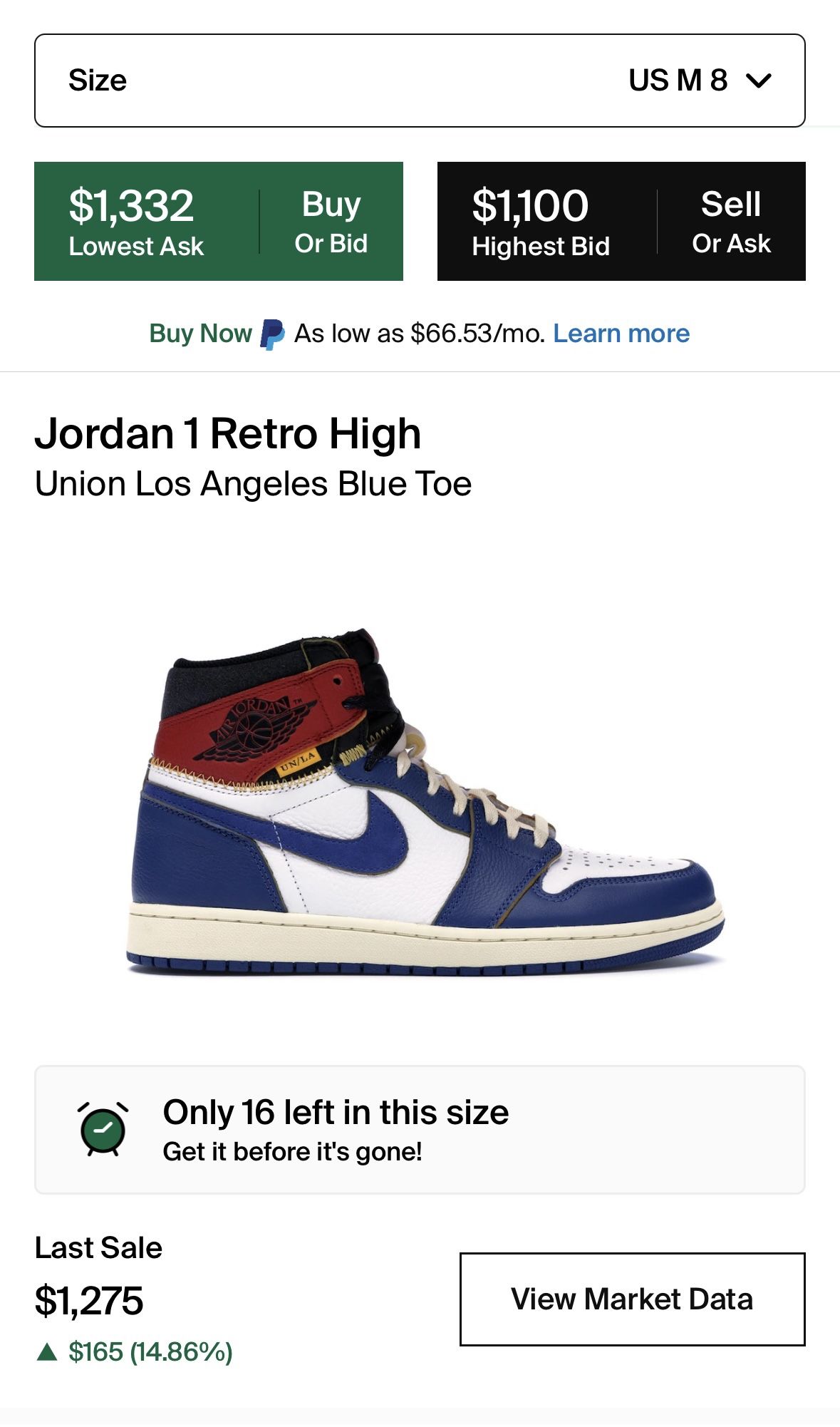 Union Jordan 1 Size 8 $1k OBO