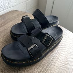 Dr. Martens Women's Myles Leather Double Strap Platform Sandals