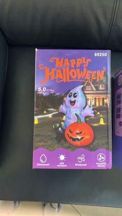 5 Ft Halloween Inflatable Ghost with Pumpkin