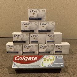 $12 Dove Bundle. 10 Bars And A Large Colgate Total 