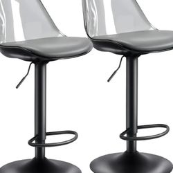 Set Of 2 - Gray Modern Bar Stools