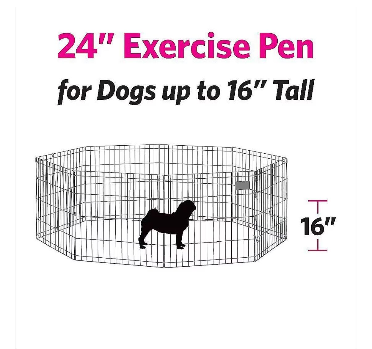 Wire Dog Exercise Pen with Step-Thru Door, Black E-Coat, 24-in