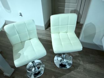 White Faux Leather Bar Stools Set of 2