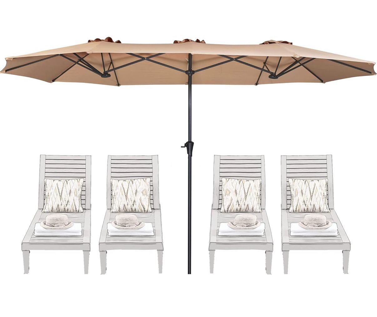 13FT Outdoor Umbrella for Patio, Double - SUPERJARE