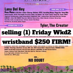 selling (1) FRIDAY ONLY Coachella weekend 2 wristband