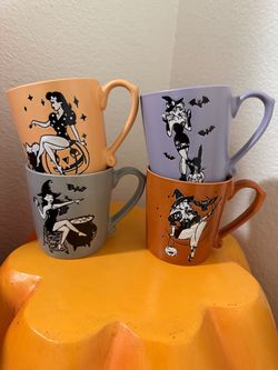 CUTE VINTAGE STYLE DOUBLE SIDED WITCH MUG SET