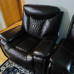 Leather Recliner Living Room Set 