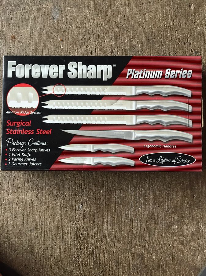 Forever Sharp Platinum Series Ergonomic Handles & Forever Sharp Gourmet Steak Knife Set