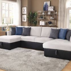 ✨Sectional Sofa w/Sleeper (Beige and Black)✨
