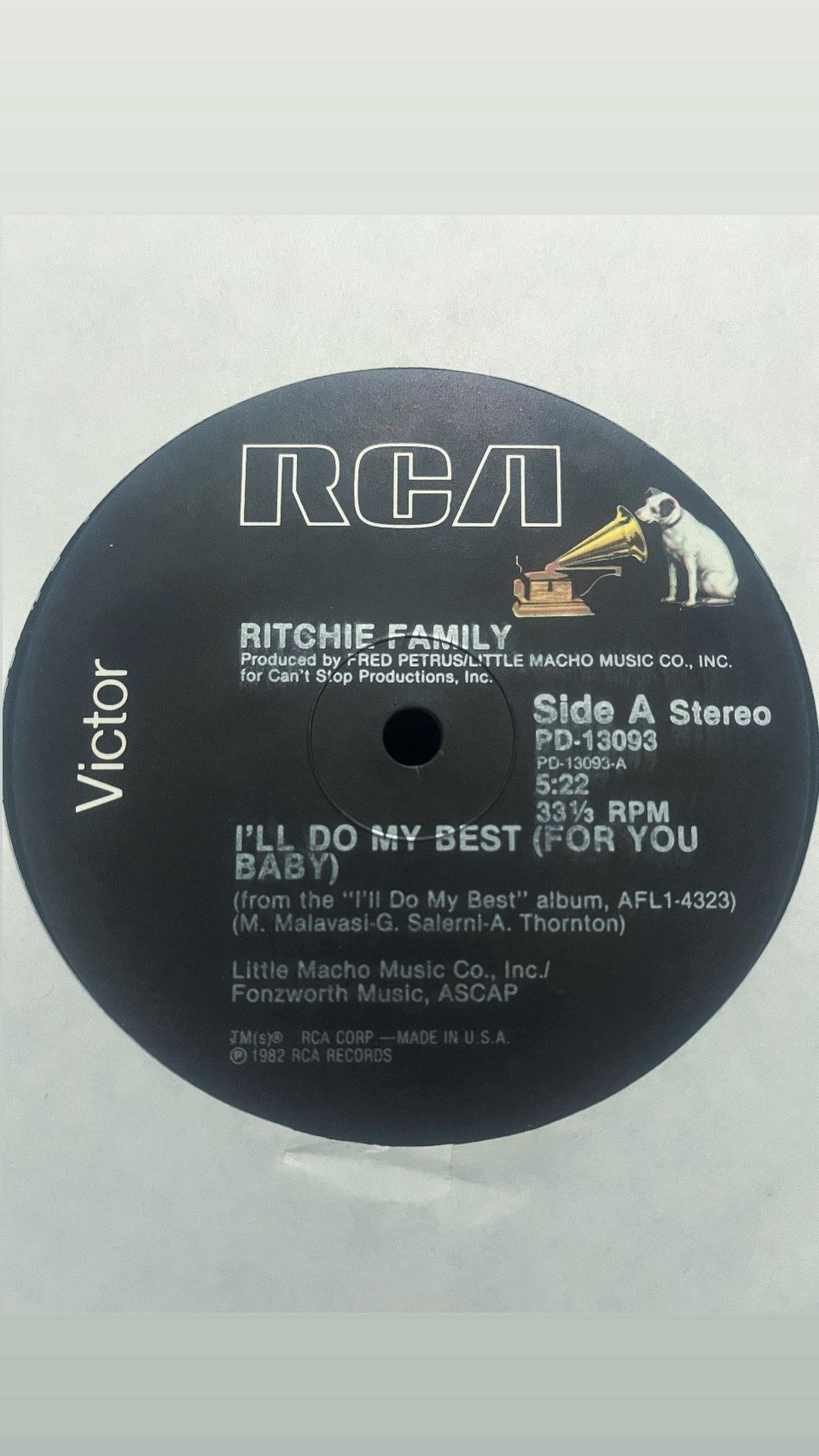 RICHIE FAMILY- I’LL DO MY BEST (FOR YOU BABY) 12’ RECORD RARE BOOGIE FUNK OLD SCHOOL FUNK 80’S FUNK