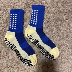 Blue Soccer Grip Socks Pair Of 6 Fits 7-11 