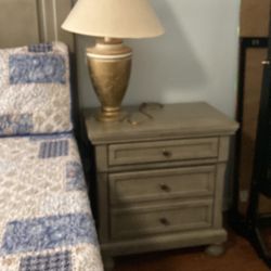 Bedroom set dresser with mirror two nightstands, king size frame, two single boxsprings included missing top mattress