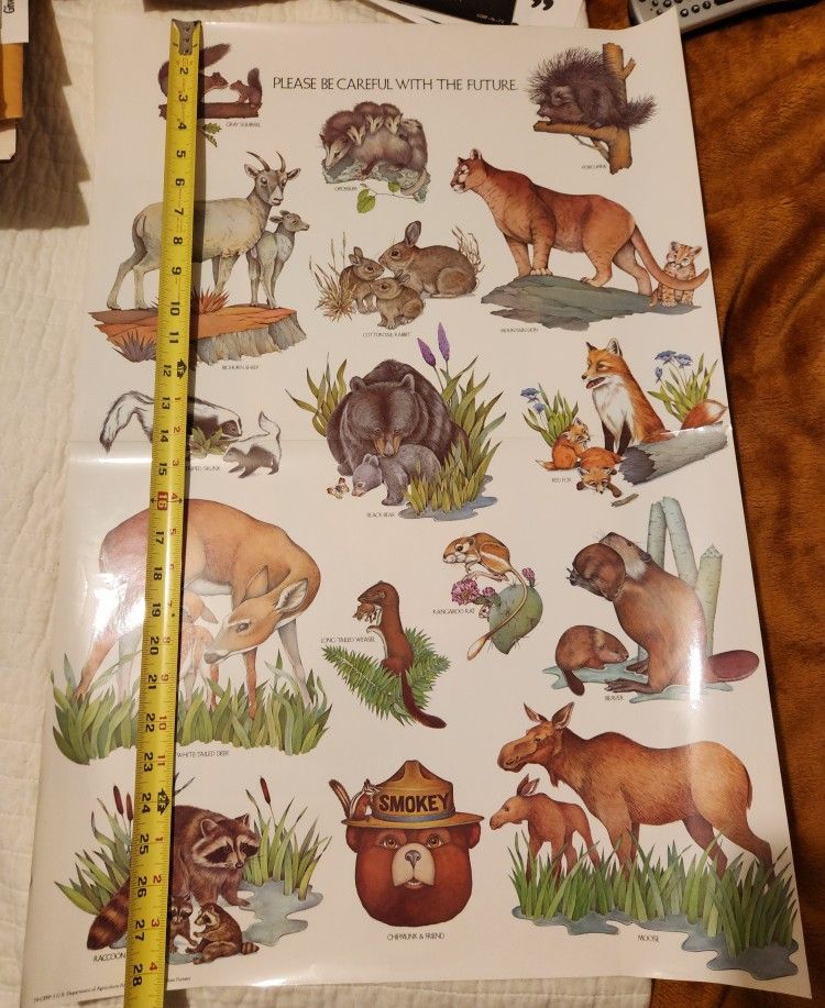 SMOKEY THE BEAR VINTAGE ANIMAL POSTER 28x19