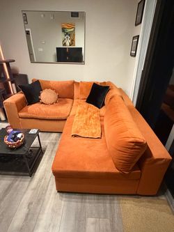 Orange Suede Couch