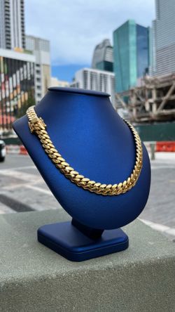 14MM Handmade Miami Cuban Link  Bain - 18” - 14K Plating on  Solid .950 Silver
