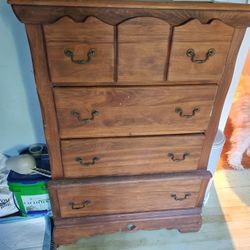 Old Dresser Solid Wood With Matching Hanging Mirror