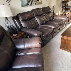Leather Electric Reclining Sofa And Reclining Chair