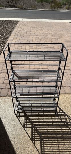 4-Tier Chocolate Black Metal Wire Shoe Rack