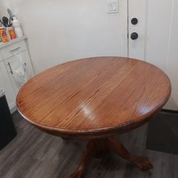 Solid Oak 44" Dinning Table With Claw Legs