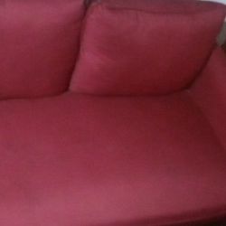 Red Couche And Loveseat