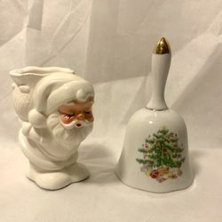 Santa Candle Holder & Bell CHRISTMAS