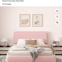  Pink Full Size Boucle Bed Frame