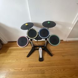 Harmonix NWDMS2 Wii Rock Band Wireless Drum Set Pro Cymbal Kit No Dongle TESTED